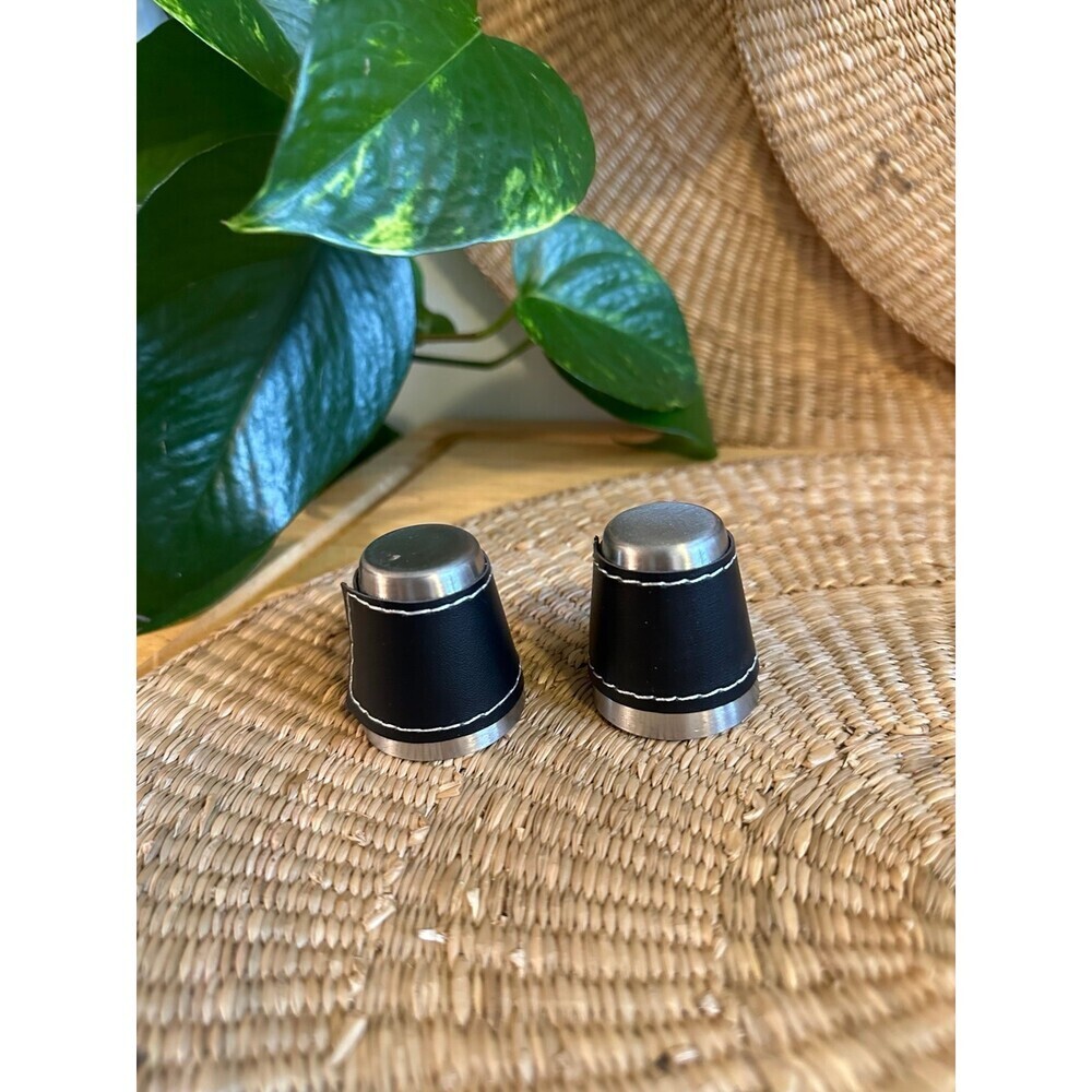 Two small Faux Leather shot glasses